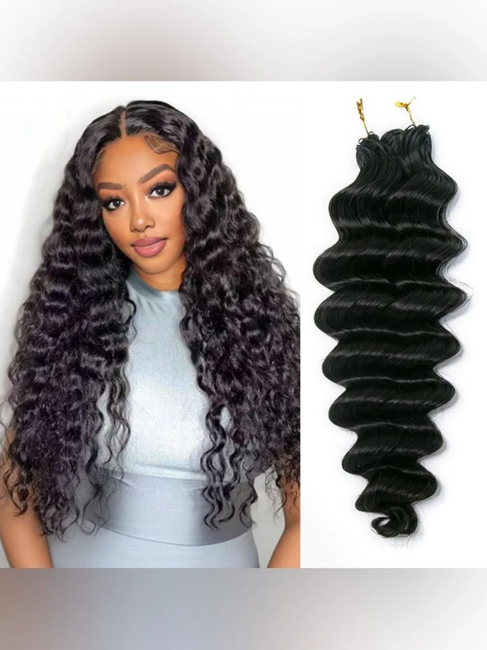 HUMAN HAIR Black Loose Deep Wave Crotchet Hair  Miracle Knots- Natural Black